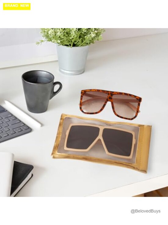 PU Leather Oversized Sunglasses Pouch Squeeze Top Holder Eyeglass Case main image 3